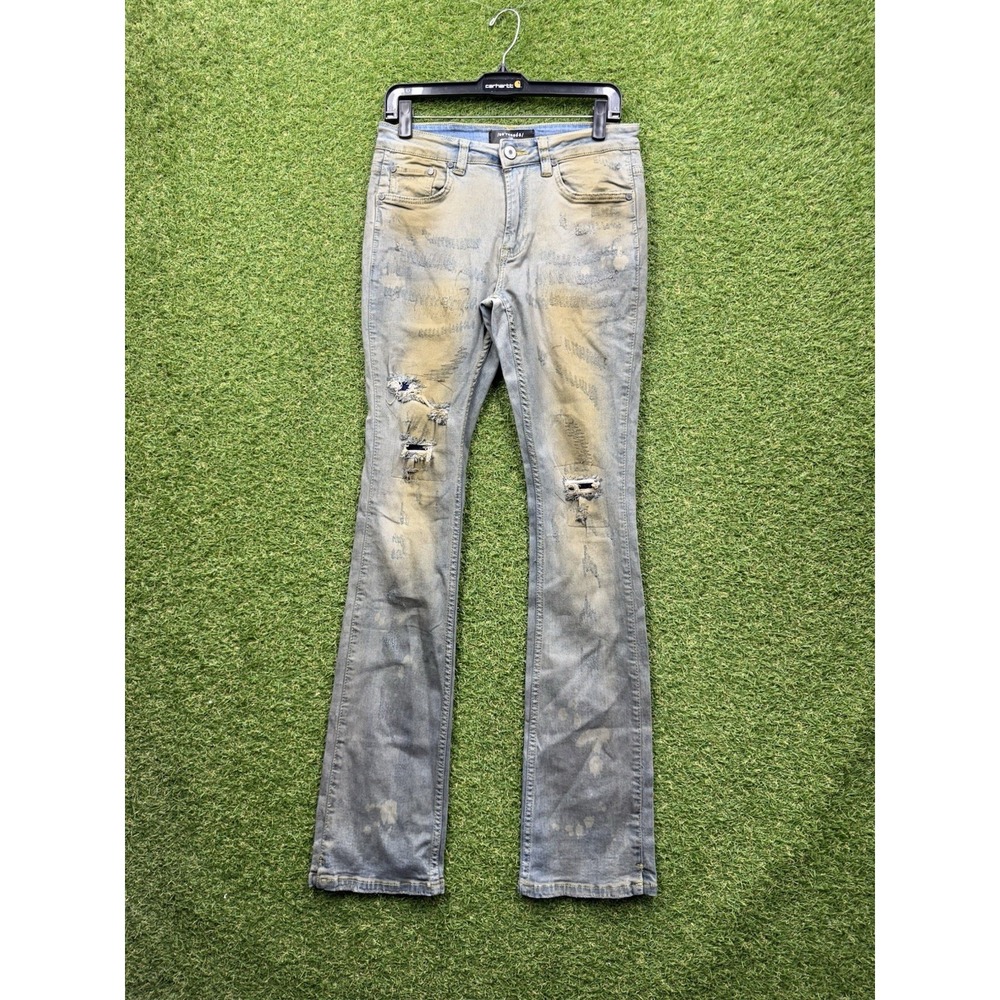Serenade Jeans Mens 30 Distressed Paint Splatter Bootcut y2k Grunge Designer